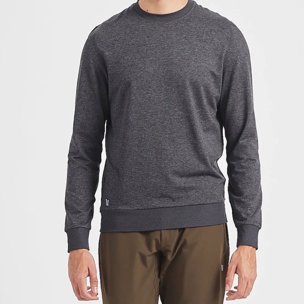 Vuori Men's Ponto Performance Crew, Charcoal Heather, XL
